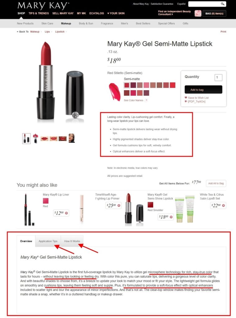 Przekonująca analiza kopii produktu Mary Kay