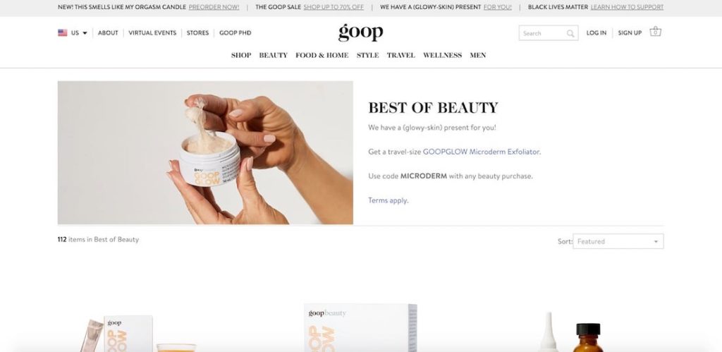 Goop giveaway suporte copiar ciência de persuasão