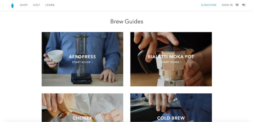 Os guias de café Blue Bottle apoiam a ciência da persuasão da cópia