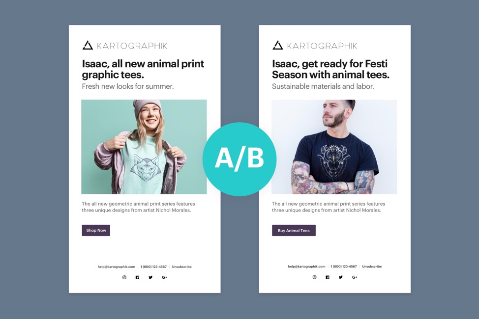 Variações de teste A/B