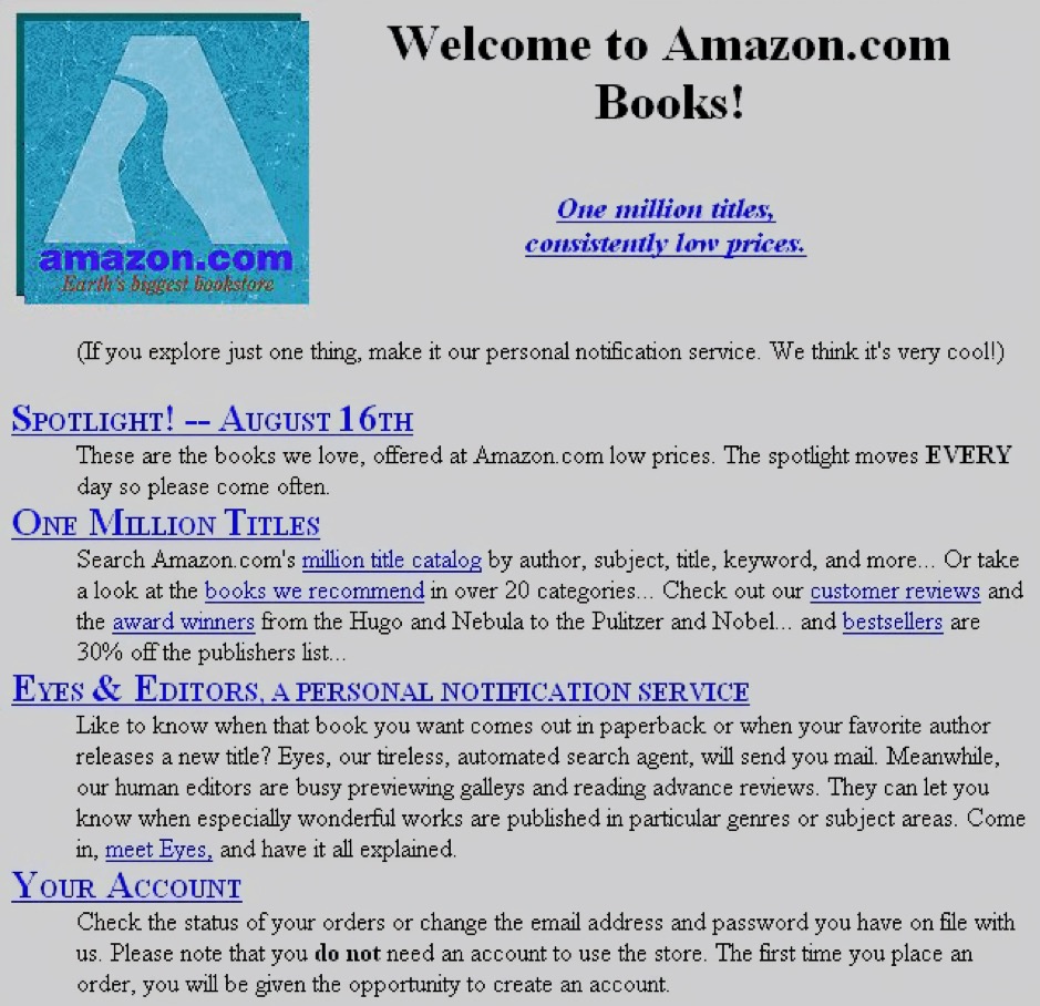 amazon w 1995 e-commerce UX