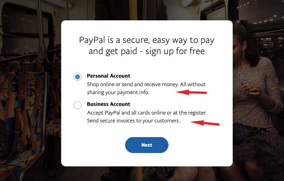 マイクロコピーUXの例PayPalサインアップ