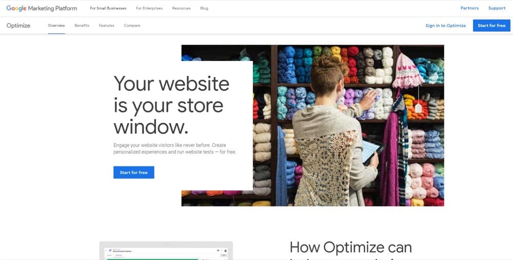 ferramenta de teste de divisão Google Optimize