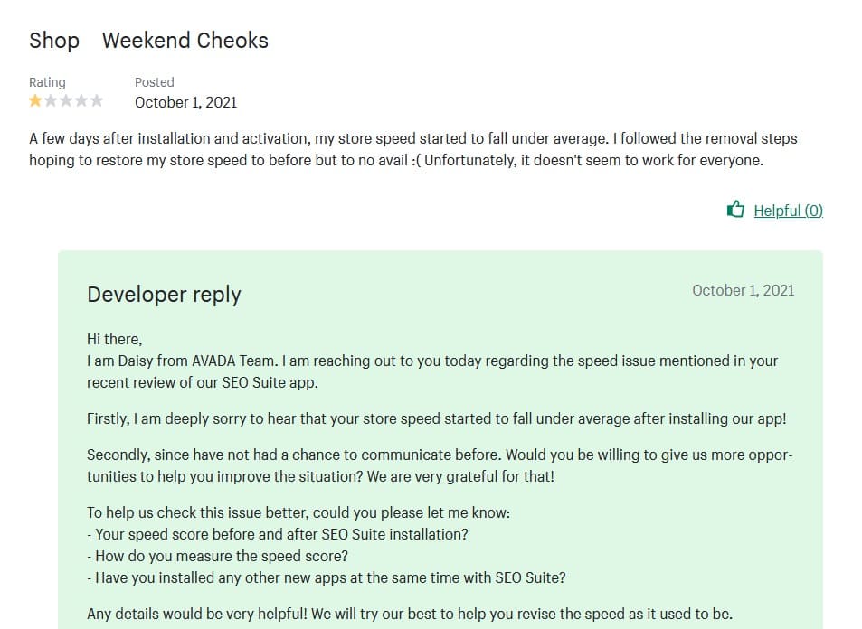 Shopify seo plugin Avada SEO revisión negativa