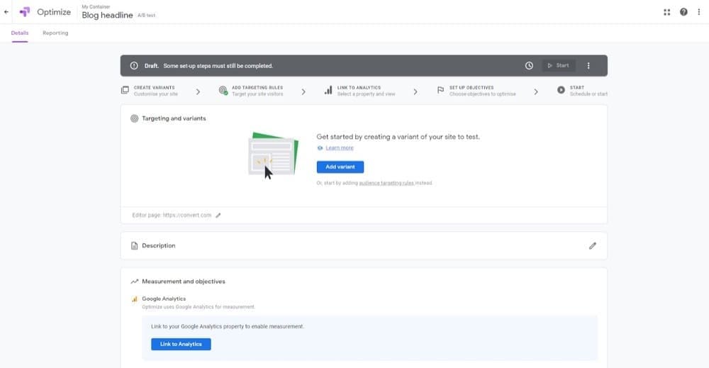 Aplicaciones de prueba A/B de Shopify Google Optimize