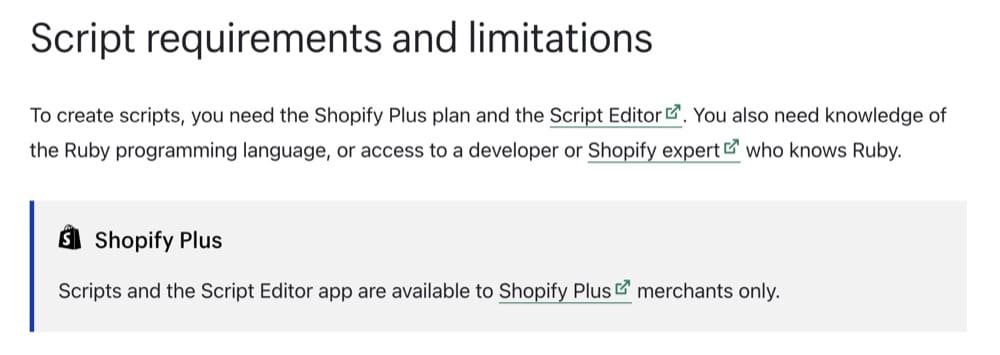 Shopify Plus Limitazioni