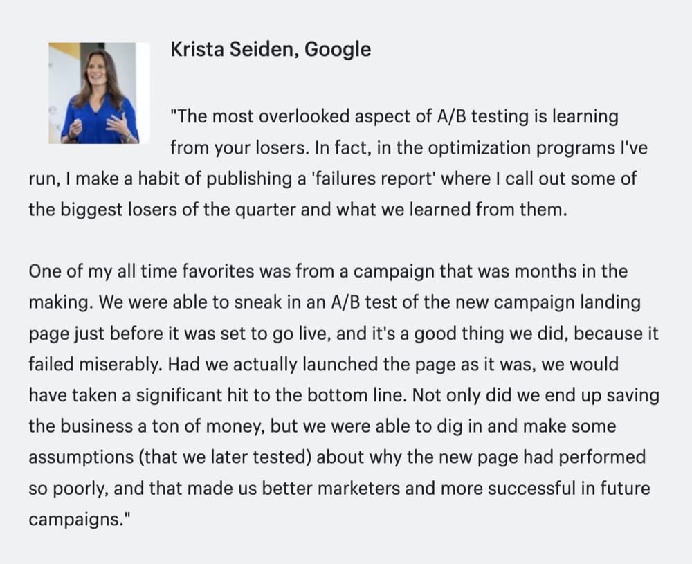 Krista Seiden sui test A/B