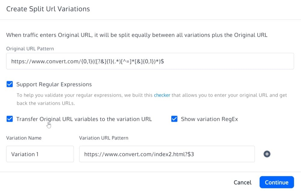 Cree una URL dividida con Regex en Convert Experiences