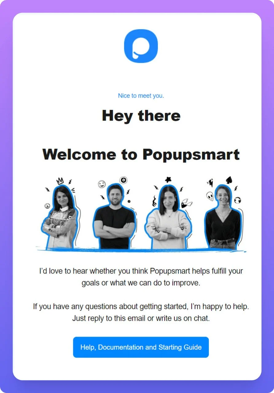 Popupsmart-welcom-tranzacțional-e-mail-exemplu