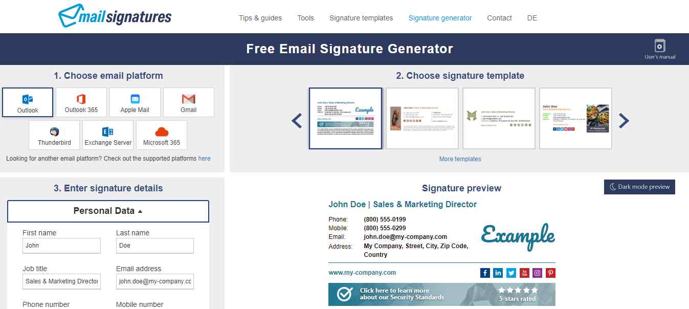 MailSignatures: โปรแกรมสร้างลายเซ็นอีเมล