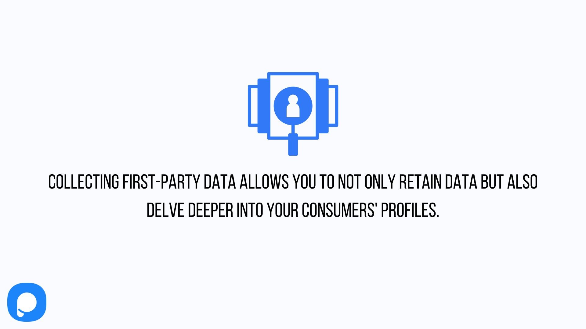 an image with a text about the benefits of first-party data including a customer profile card illustration above