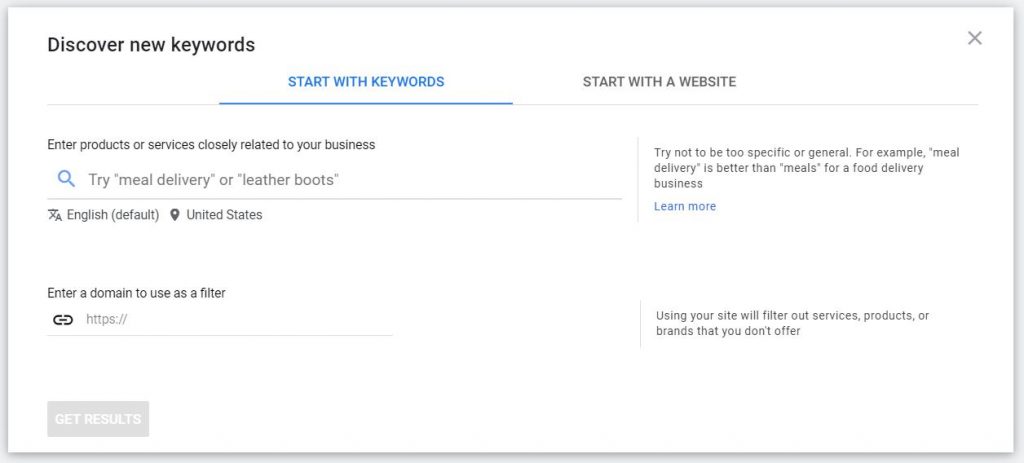 discover new keywords using google keyword planner SEO keyword research