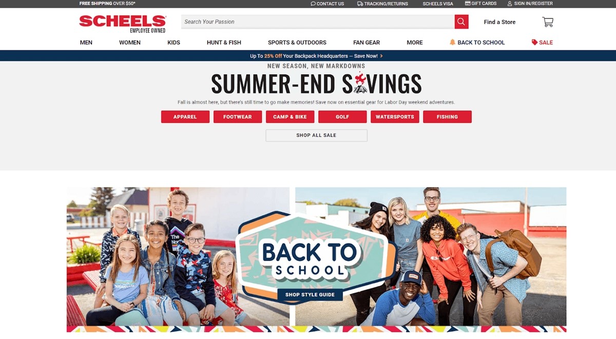 Website-Scheels anzeigen