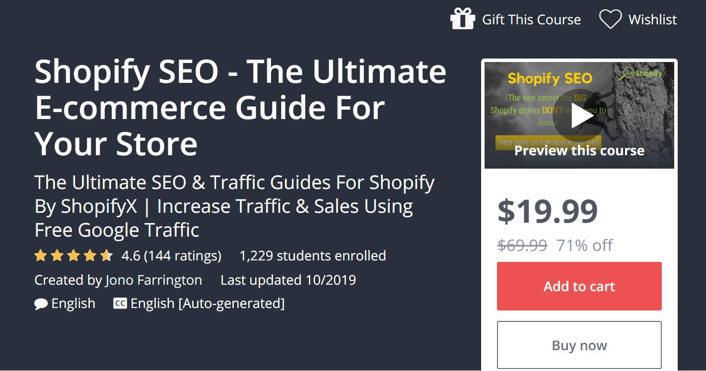 Udemy: Shopify SEO - O melhor guia de comércio eletrônico para sua loja