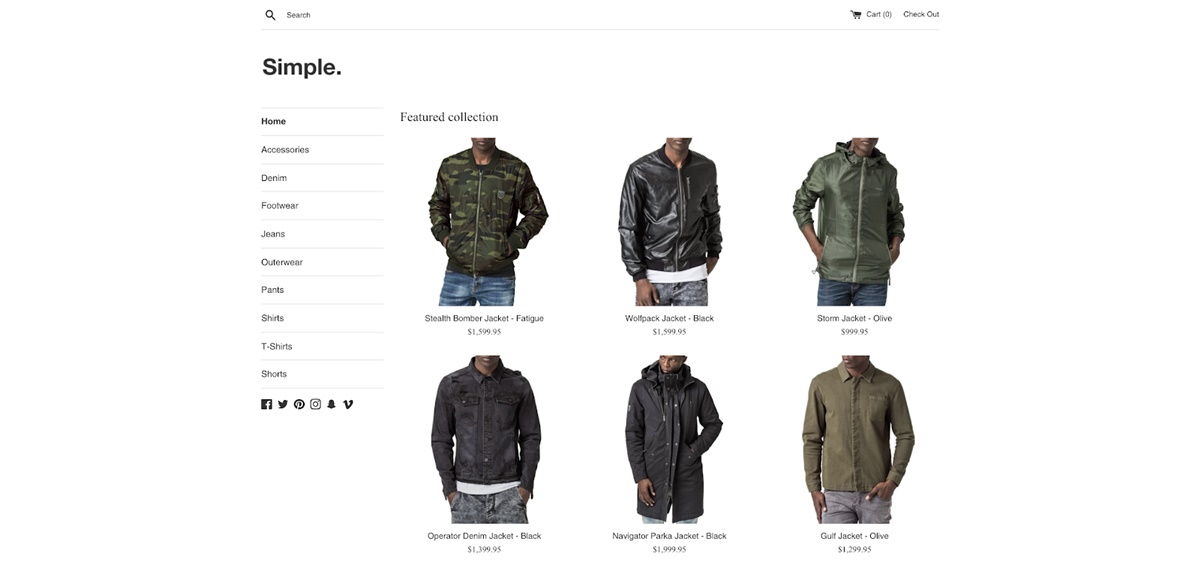 Beispielthemen Einfach ist am besten saubere Dropshipping-Themen auf Shopify