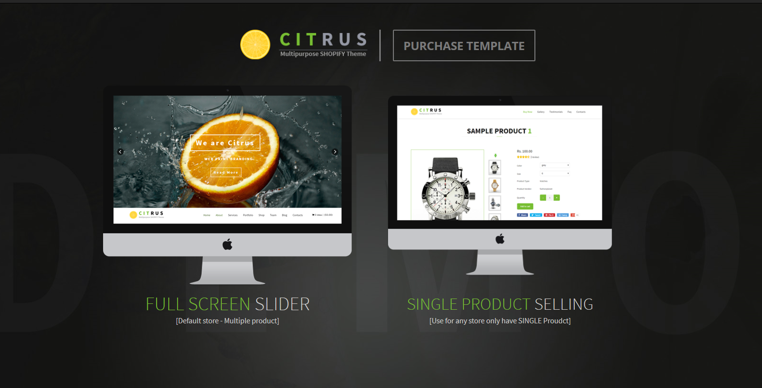 Tema shopify pentru un singur produs citrice