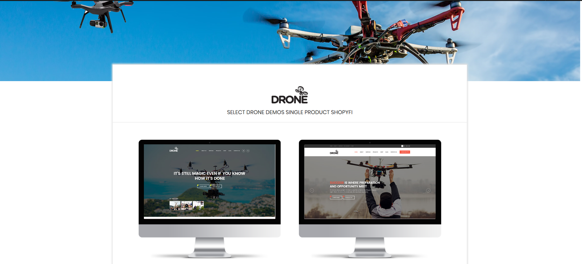 Tema shopify de produto único de drone