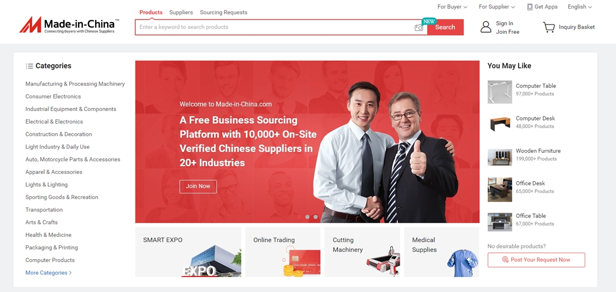 Madeinchina, dropshipping için AliExpress alternatiflerinin bir Çin e-ticaret platformudur