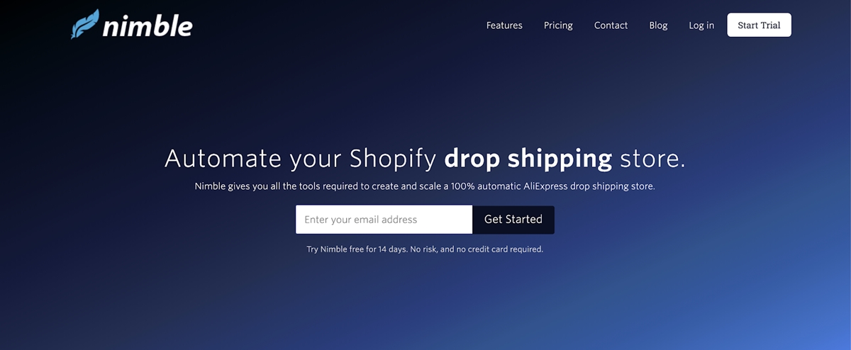 Aplicația Nimble Dropshipping pentru a înlocui alternativele oberlo pentru Shopify