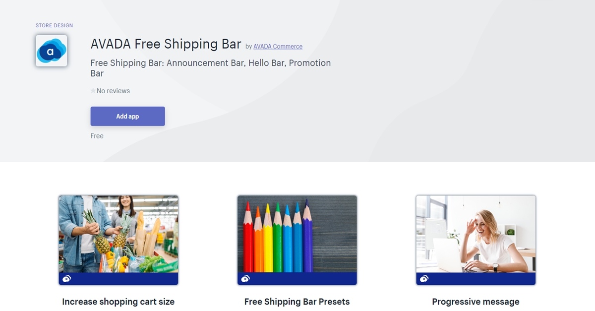 AVADA Free Shipping Bar von Shopify-Apps anzeigen