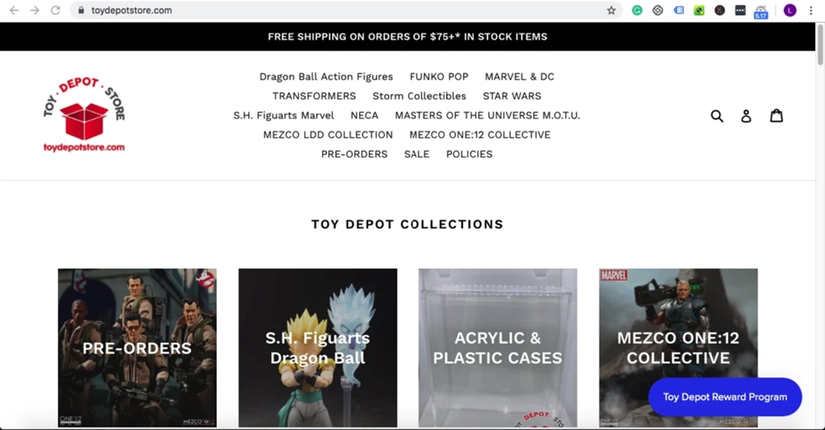 afficher Toy Depot Store sur Shopify premier examen du thème