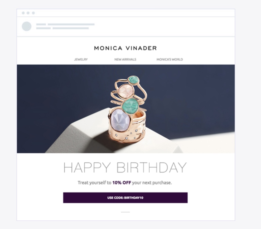 E-mails d'anniversaire avec une offre spéciale