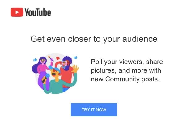 Le email di marketing di Youtube