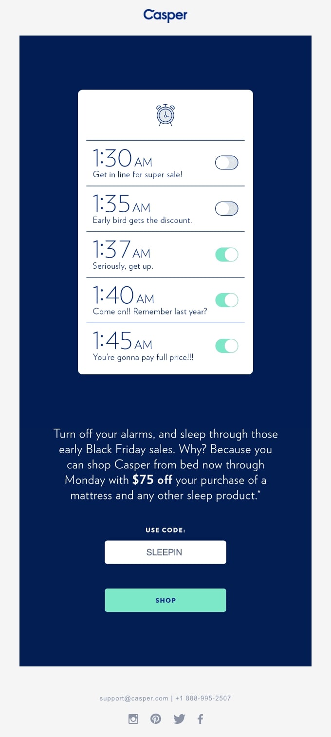 Casper's Tunda Melalui Email Black Friday