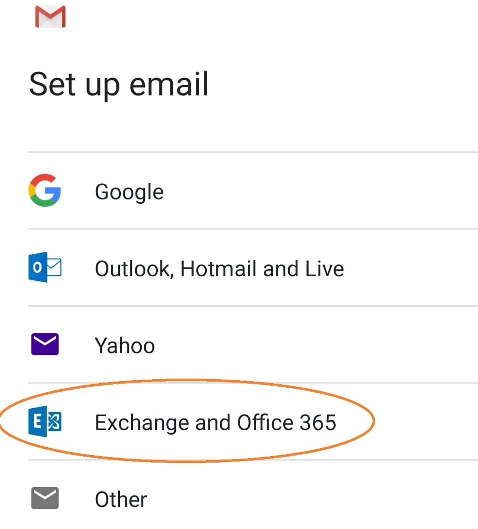 Alegeți „Exchange și Office 365”