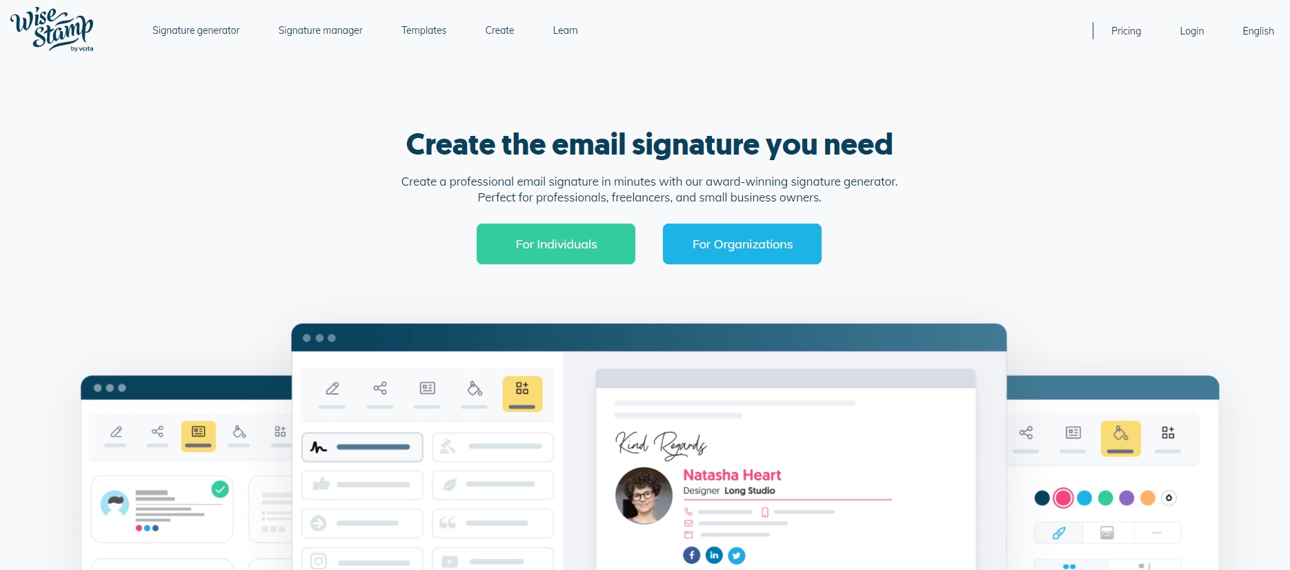 wisestamp tool entwirft eine E-Mail-Signatur