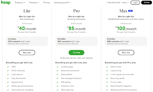 Precios de Infusionsoft