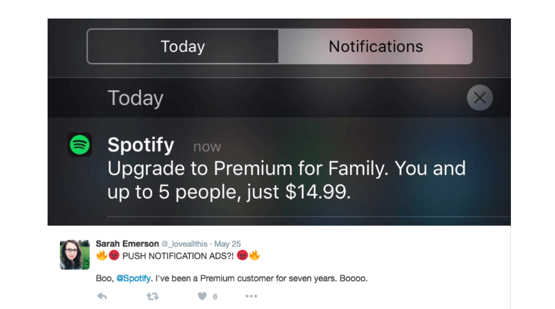 Notifications push de Spotify