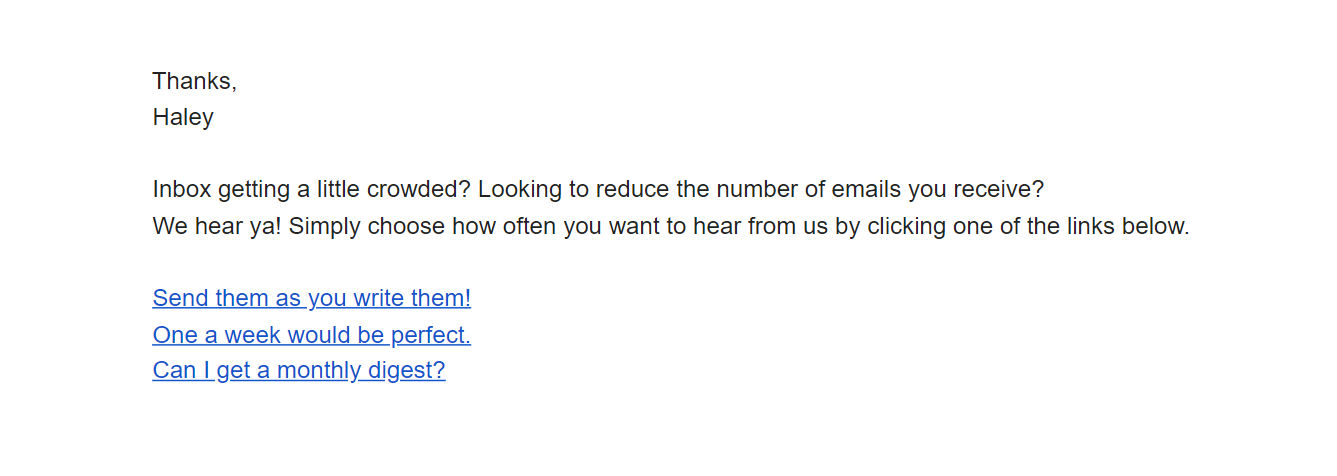 Laissez les abonnés choisir la fréquence à laquelle ils reçoivent vos e-mails