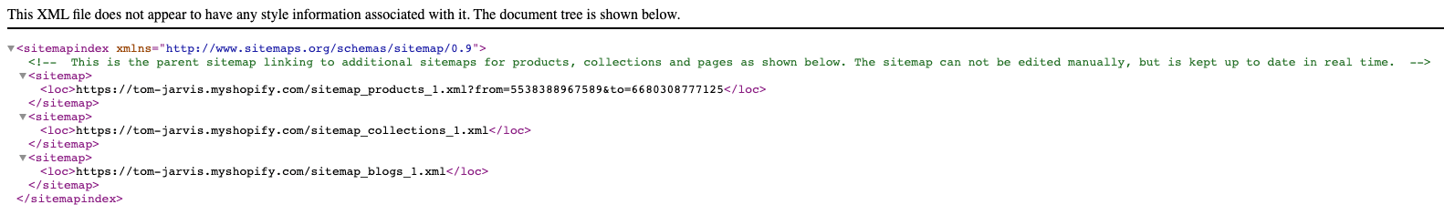 mapa del sitio XML