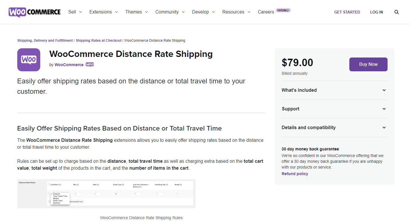 WooCommerce Distance Tarif Expédition