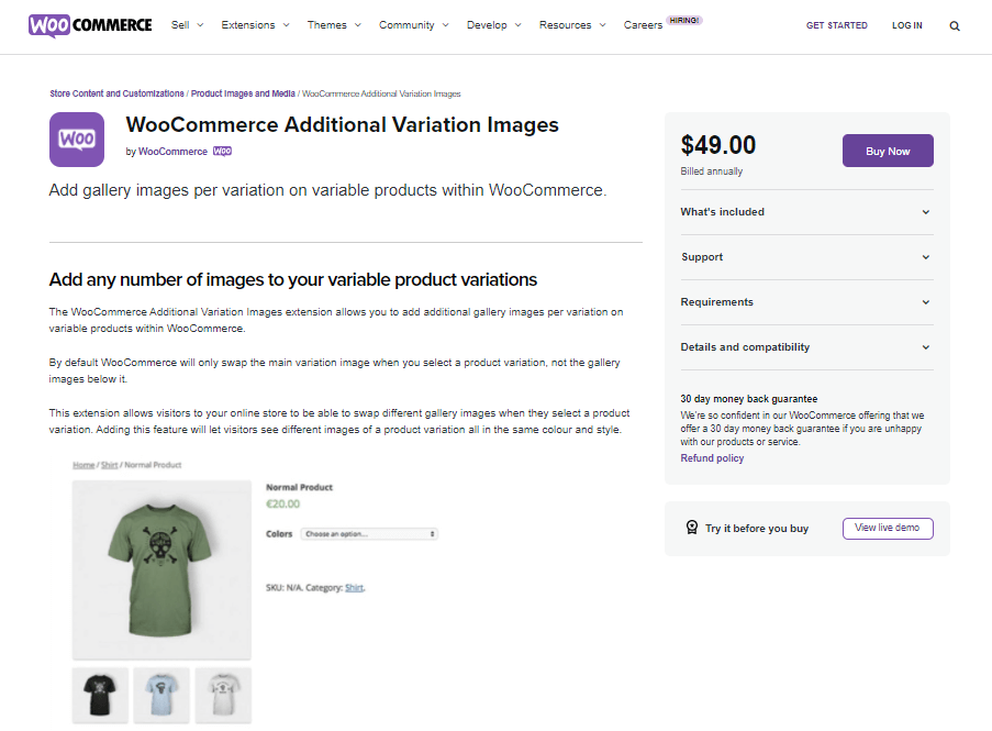 Imagens de variação adicionais do WooCommerce