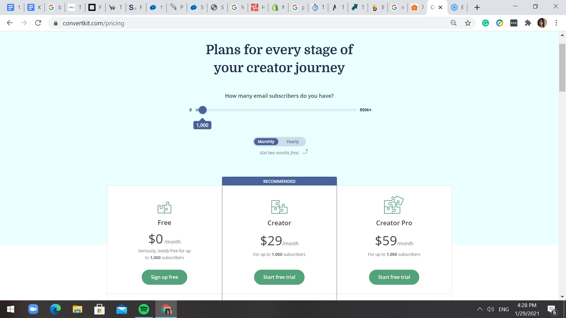 ConvertKit 的定价计划