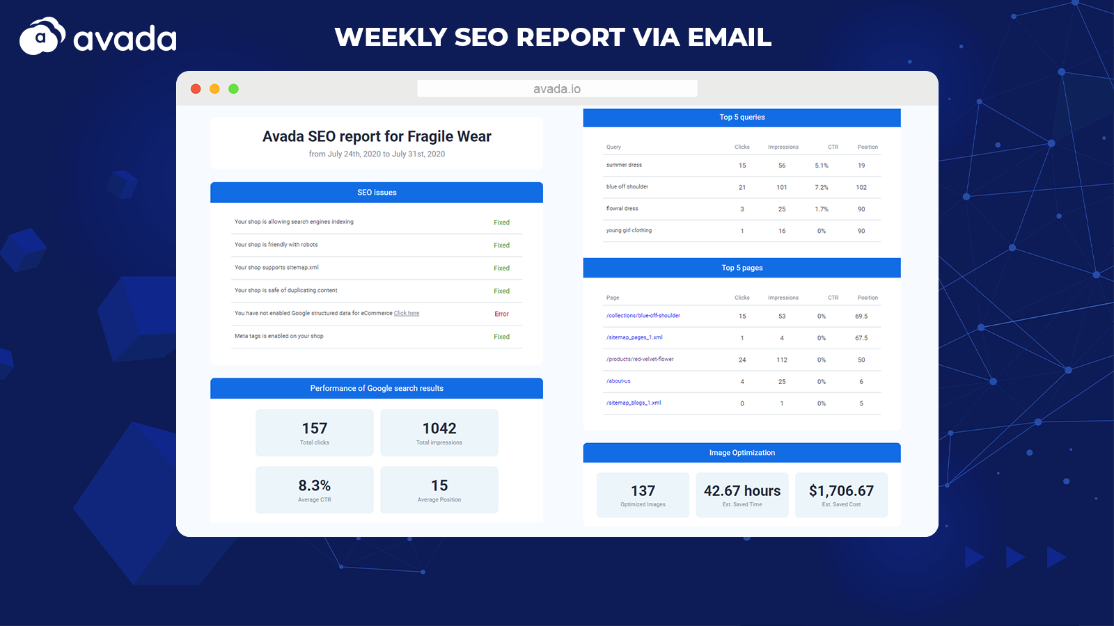 Report e-mail settimanale