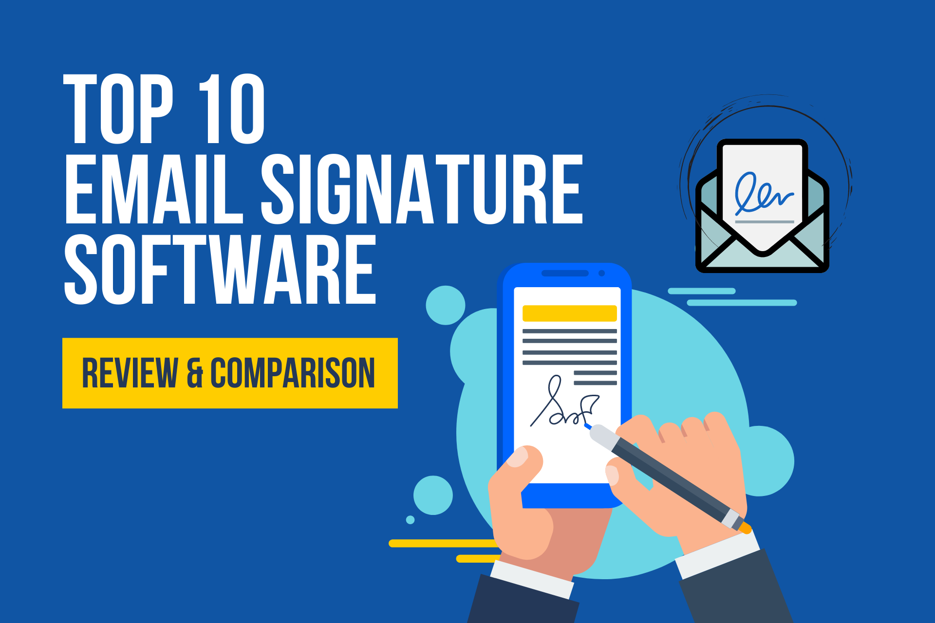 an illustration of hand signing in a mobile phone as an Email-signature