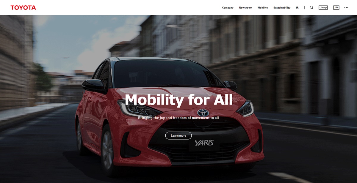 afficher le site Web Présentation de Toyota