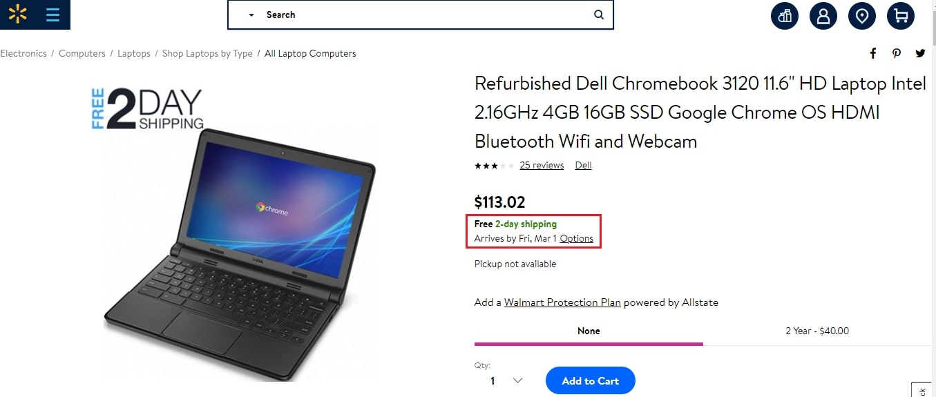 frais d'expédition pour vendre sur le marché Walmart