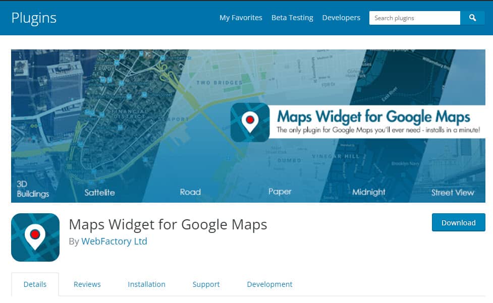 Widget de cartes WordPress pour Google Maps