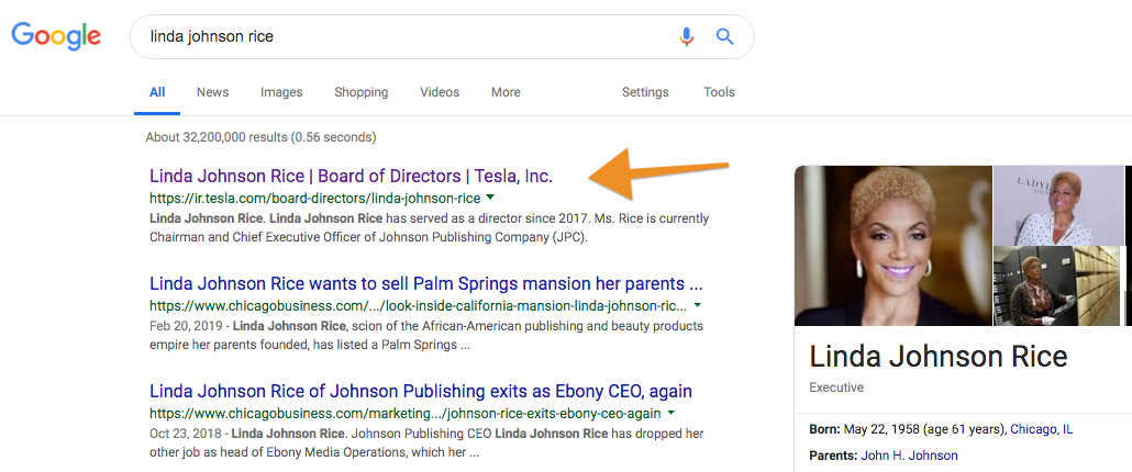 Resultados de pesquisa do Google para Linda Johnson Rice