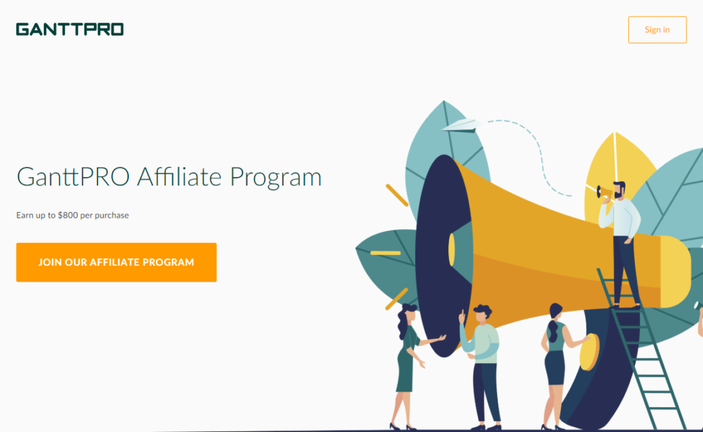 a screenshot of the ganttpro affiliate program home page