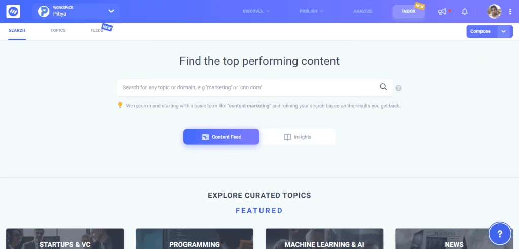 Contentstudio content discovery