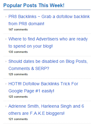 popular posts widget - most commented order