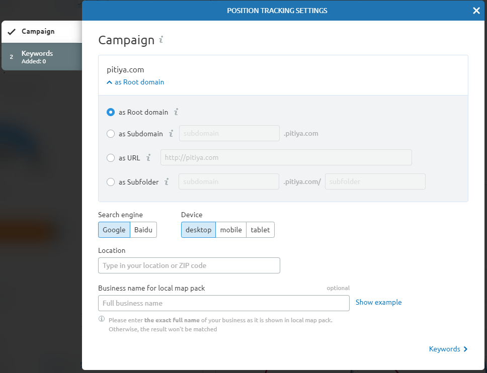 posicionamiento-seguimiento-campaña-dominio-configuraciones-semrush