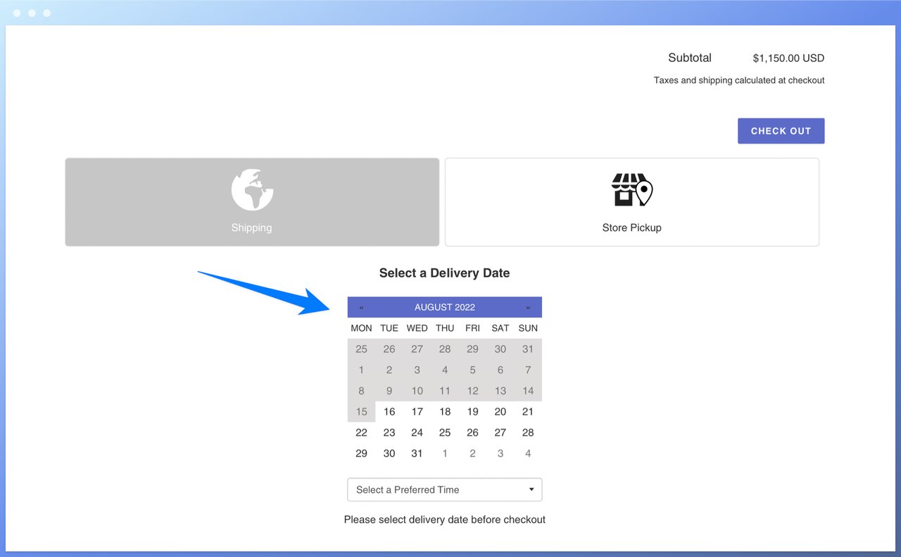 On Time Delivery Date by Appsonrent's checkout page showing the price of a cupcake and the delivery time below