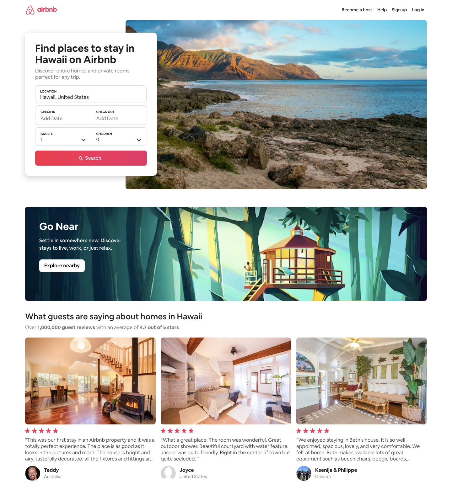 Page de destination Airbnb