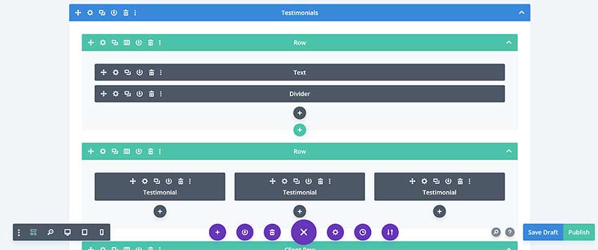 Vue filaire dans Divi Builder